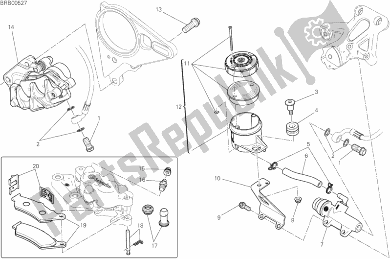 All parts for the Rear Brake System of the Ducati Diavel Xdiavel USA 1260 2018